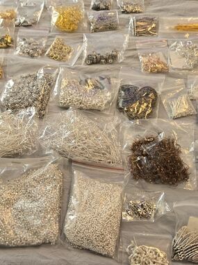 Mixed Jewelry Findings and Beads Assortment - Silver, Gold, Copper Color.